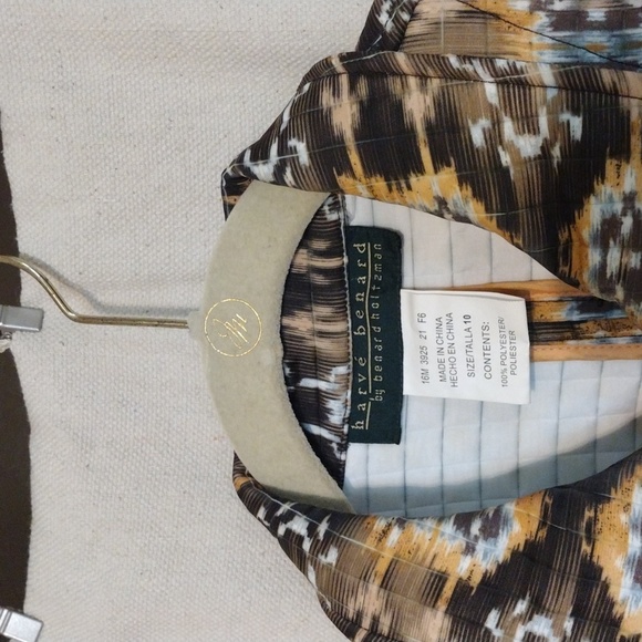 Harvey Bernard Quilted Ikat Blazer Jacket  bohemian Aztec Open Face Sz 10 Boho - Picture 3 of 7